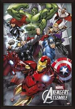 Ingelijste poster Marvel - Avengers Assemble