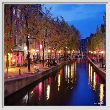 Ingelijste poster Red Light District in Amsterdam