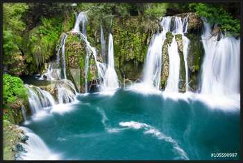 Ingelijste poster Waterfalls of Martin Brod on Una national park, Bosnia and Herzegovina