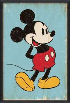 Ingelijste poster Mickey Mouse - Retro
