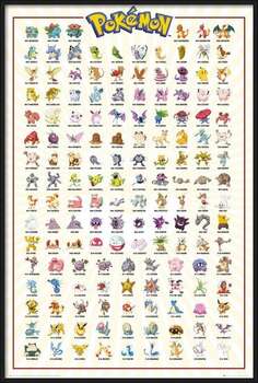 Ingelijste poster Pokemon - Kanto 151